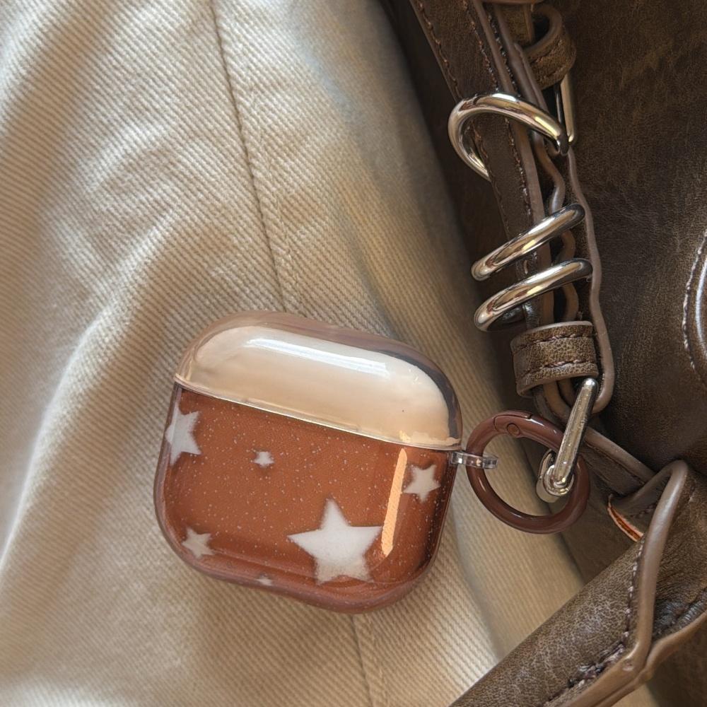 Ins Minimalist Transparent Brown White Splash Star AirPods 4 Case Pro 3 New AirPods Pro 2 Cover