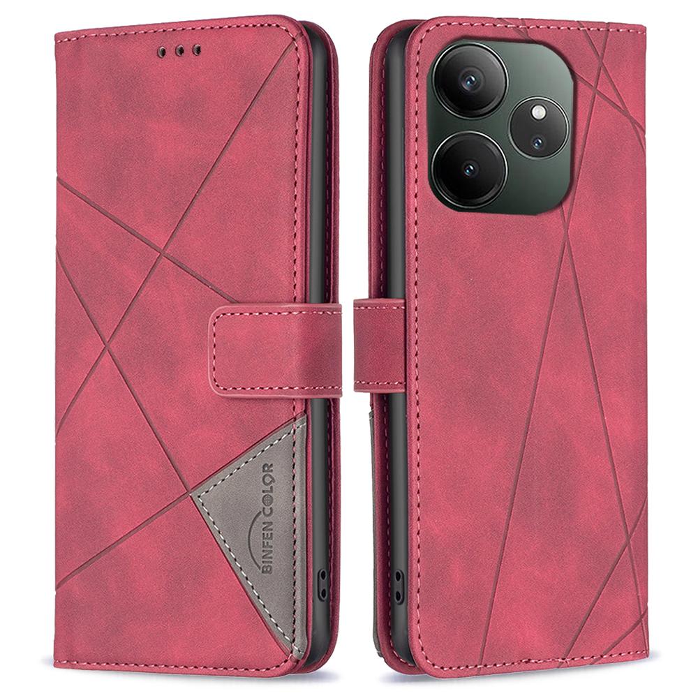 Pro Realme GT 6 5G/GT 6T 5G Pouzdra na telefon Peněženka Stojánek Geometrický potisk Kožený kryt