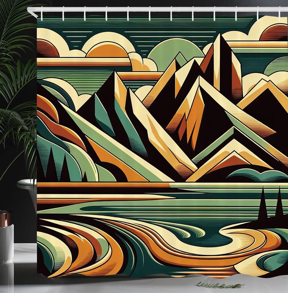 Japanese Wave Shower Curtain, Surfers On Classic Asian Artwork Style With Recreation, Cloth Fabric Bathroom Decor Set With Hooks