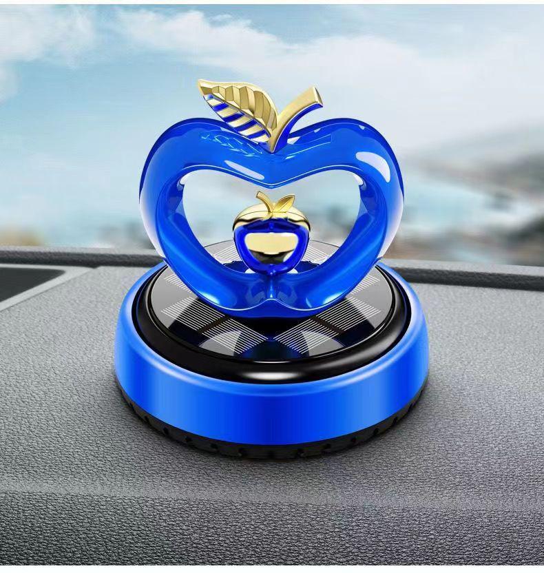 Heart-Shaped Solar Car Perfume Ornament - Rotating Apple Aroma for Car Interiors