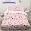 Pink Cartoon Art Pattern Bedding,Quilt Set Quilt Cover Pillowcase Home Birthday Gift (1 * Duvet Cover + 2 * Pillowcase, Without Core)