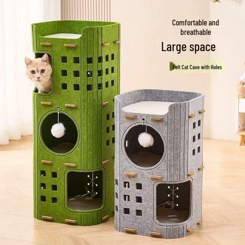 Multi-layer Felt Cat Tree & Scratcher: Anti-scratch, Lint-free, Wear-resistant Toy & Sleeping Nest