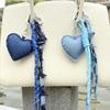 Star Heart Pendant Denim Keychain Distressed Frayed Keychain Pendant  for Women Ladies Bag