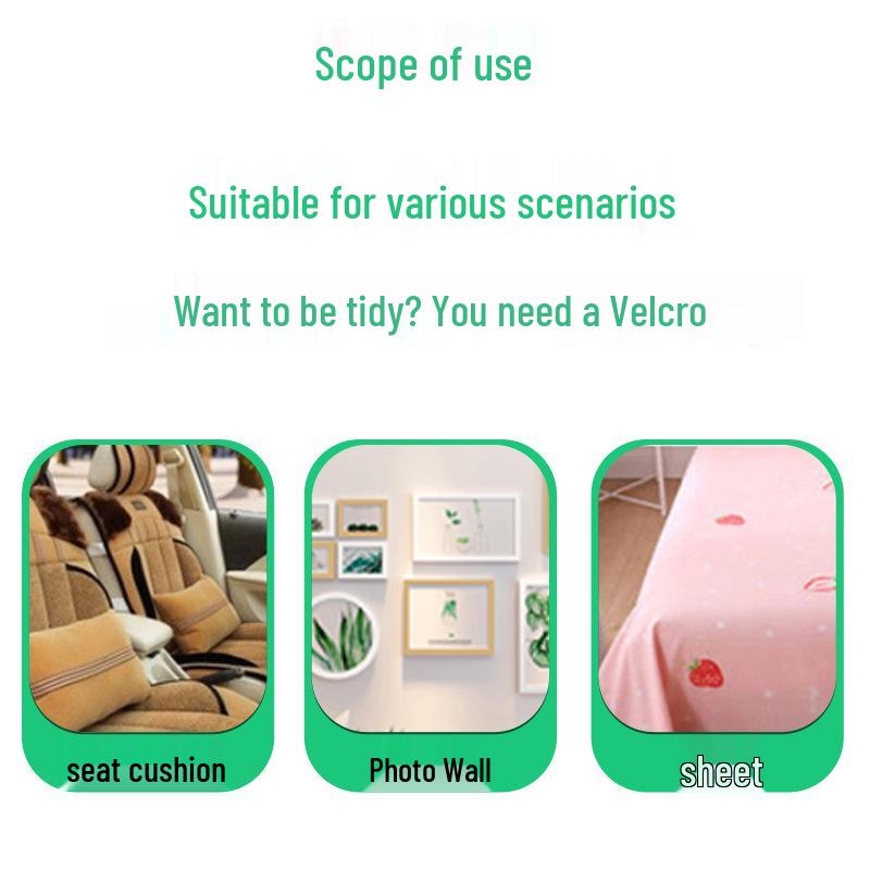 Double-Sided No-Trace Hook & Loop for Strong, Non-Slip Sofa Cushion and Bed Sheet Fixation