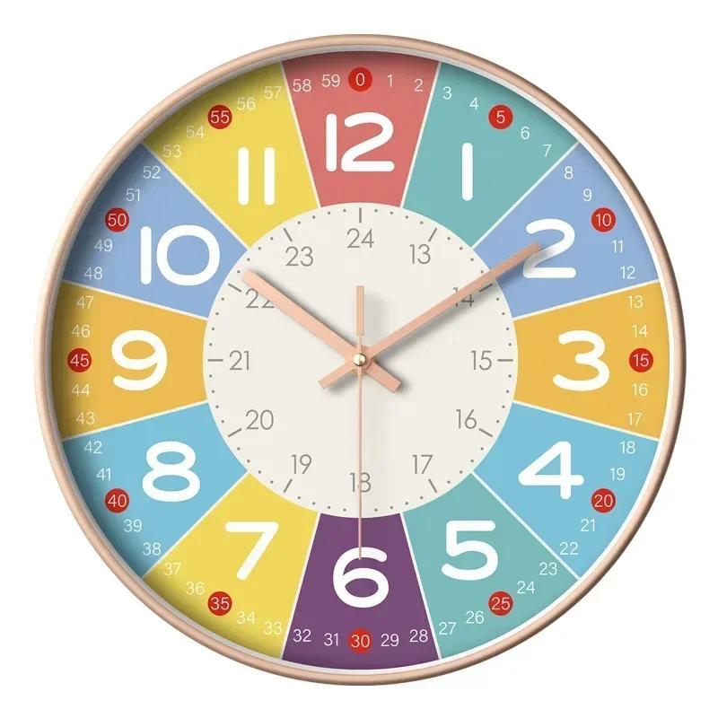 Neue 8 Zoll Runde Wanduhr Modernes Design Leise Zeitmesser Für Kinder Wohnzimmer Schlafzimmer Lernuhren Dekorationszubehör