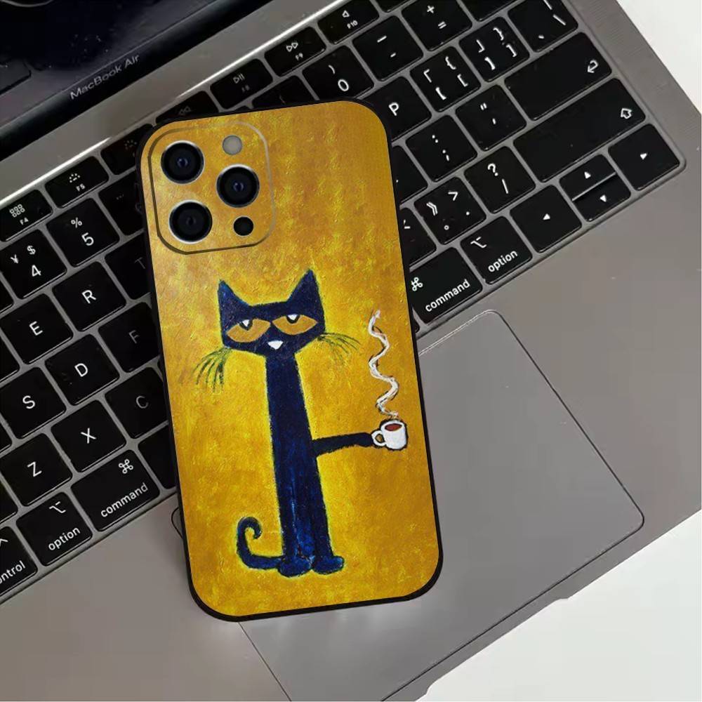 P-Pete-S C-Cat Cute Pattern Phone Case For iPhone 17, 16,15,14,13,12,11 Plus,Pro Max, Others Soft Black Cover