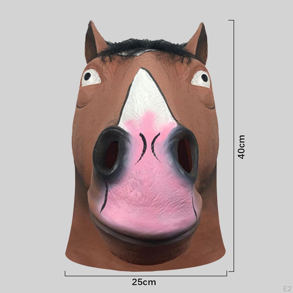 Yetişkinler için Lateks At Başı Maskesi Sevimli Tam Giydirme Cadılar Bayramı Partisi