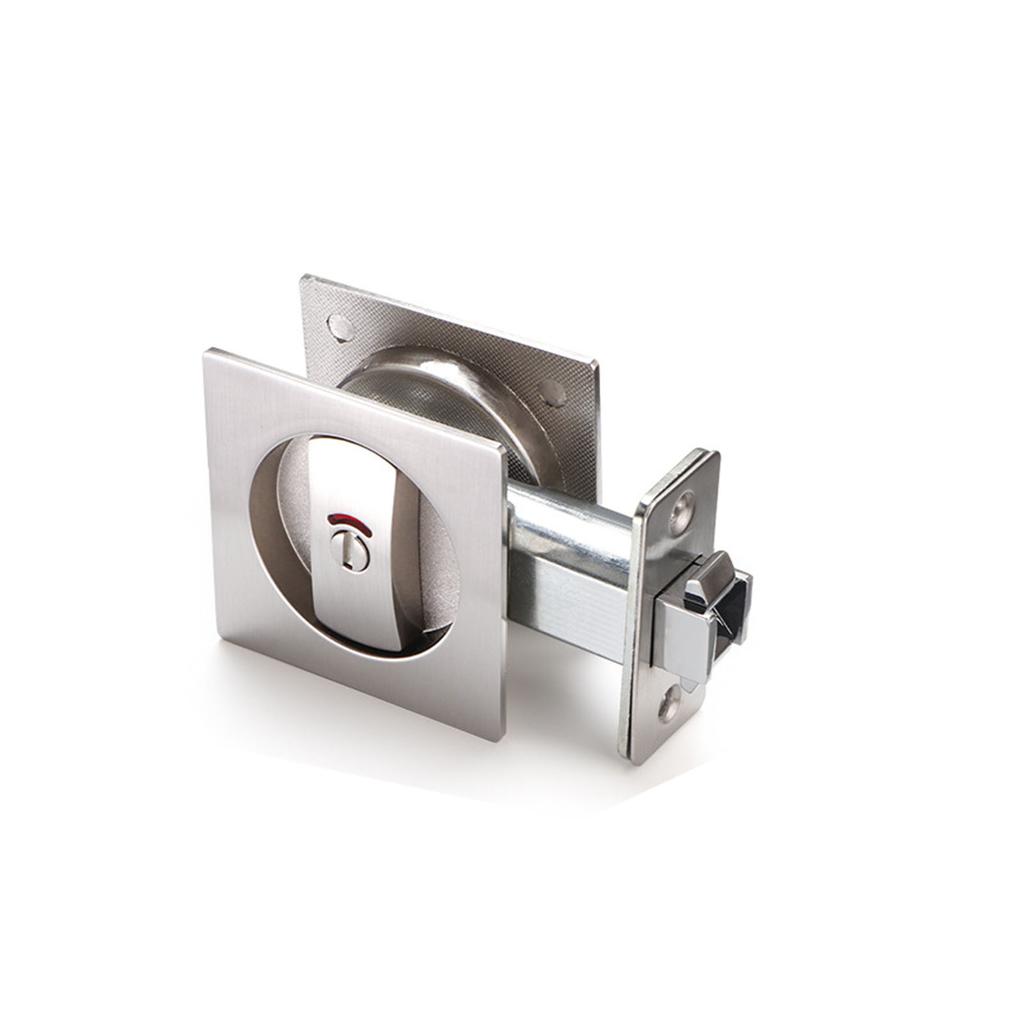 Pocket Door Hardware Lock Zinc Alloy Square Door Privacy Lock with Red Green Indicator for Kitchen Bathroom Wood Door