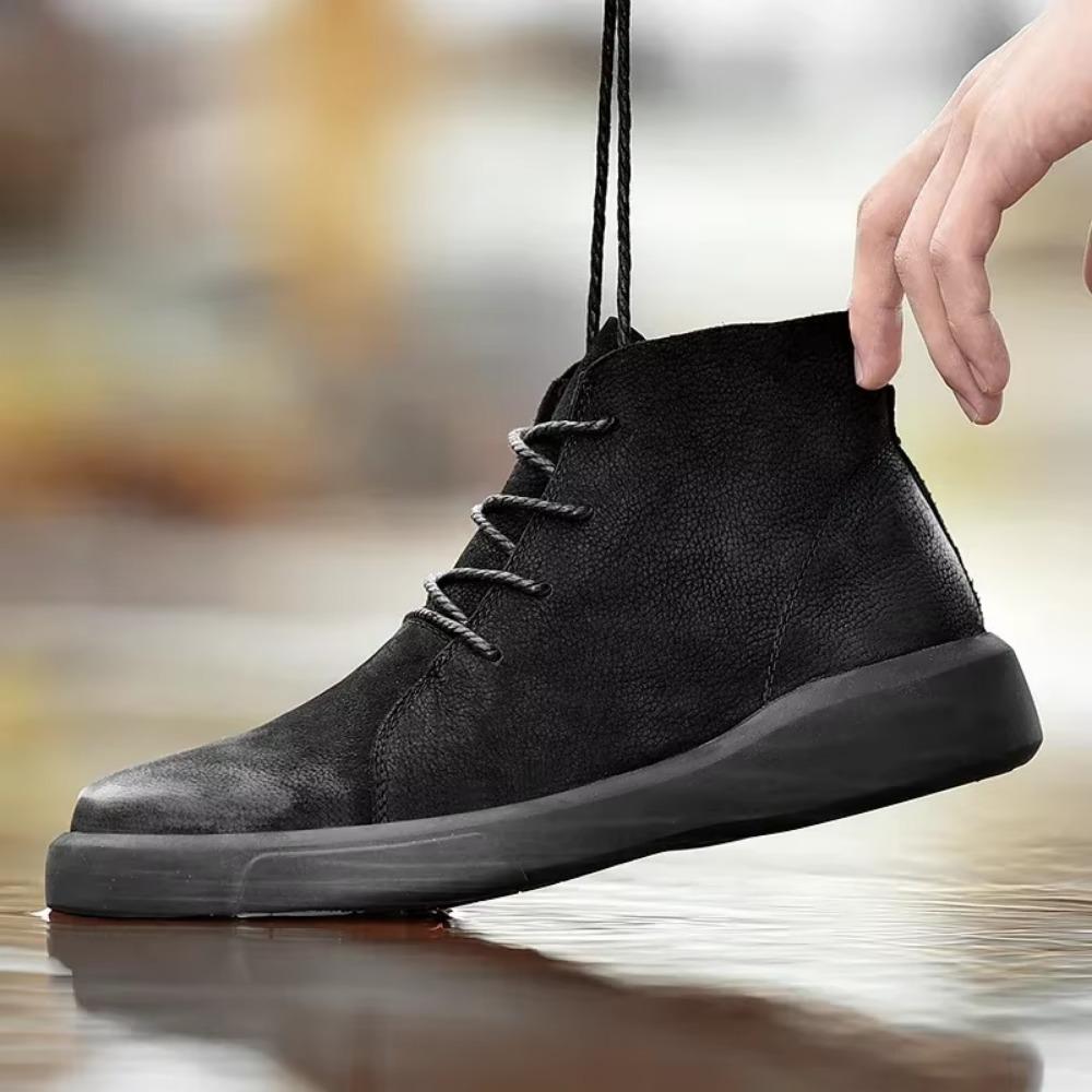 Fashion Men's Boots English Style Leather Shoes Men's Ankle Boots  Autumn and Winter High Top Men's Shoes Retro Fashion Casual Boots