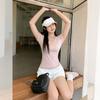 Korean Sexy Pure Desire V-neck Polka Dot Design Short-sleeved T-shirt Women's Summer New Slim-fit Short Top