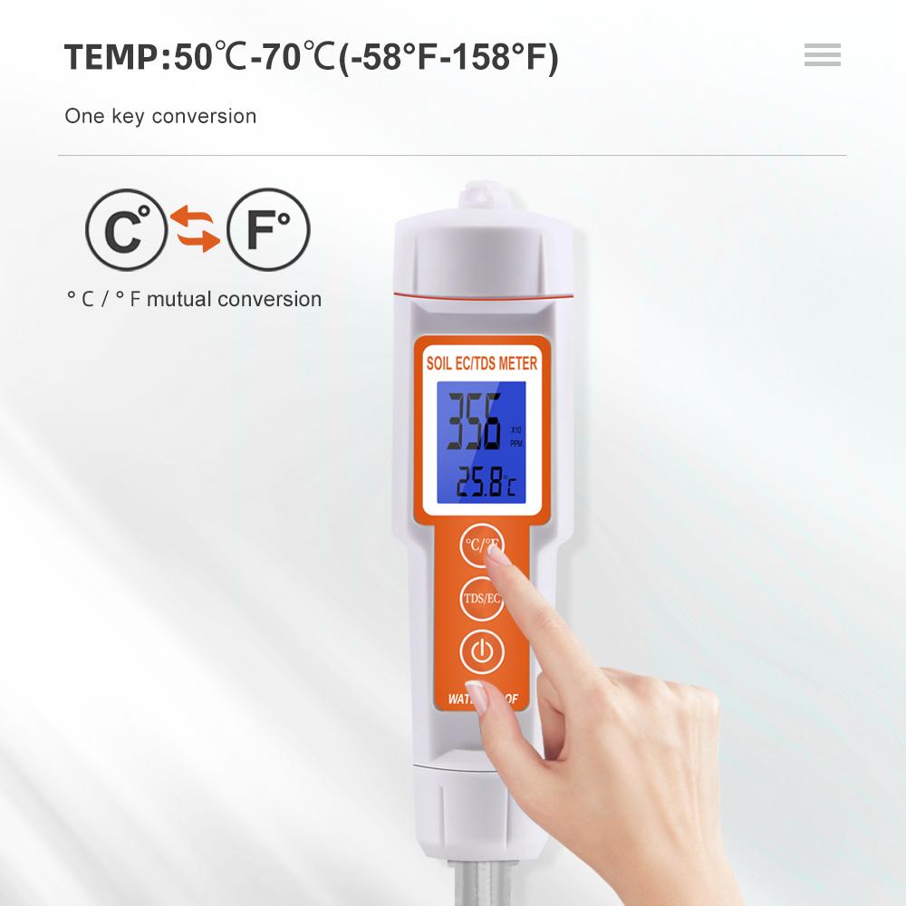 3 In 1 Digital Soil Meter SOIL-661 EC TDS Temperature Soil Tester Plant Crop Soil Quality Detector for Agriculture Garden Farm