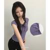 The Pink Niji Slim Fit Ribbon Strap Side Shirring Short Sleeve Tee
