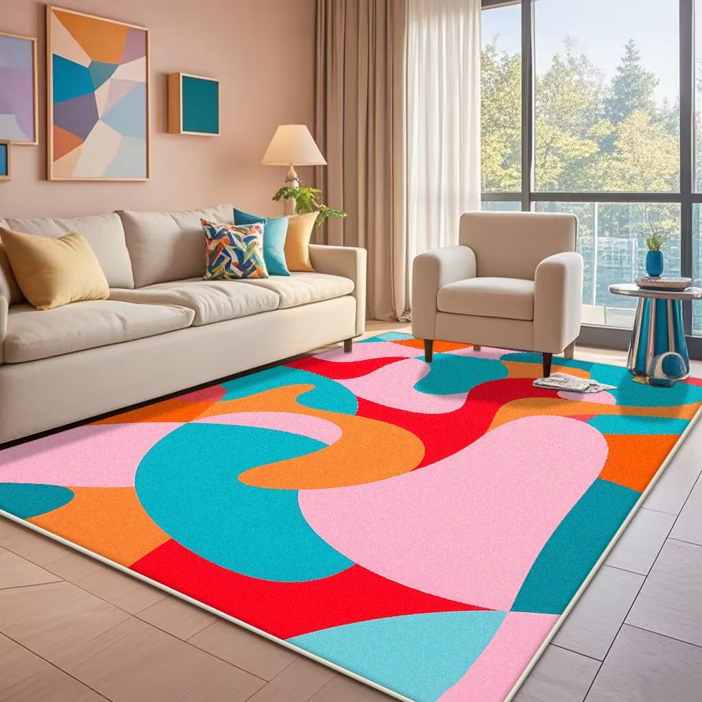 

Abstract Color Living Room Carpet Modern Luxury Home Bedroom Bedside Mat Easy To Care Cloakroom Coffee Table Rug Tapis 60*90cm