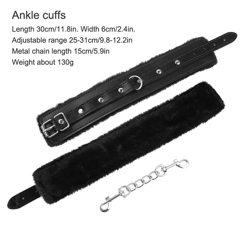 Leather Bdsm Handcuffs Sexy Ankle cuffs Adult Sex Toys for Womans Couples Fluffy Handcuffs Bdsm Slave Bondage Cuffs Sex Shop