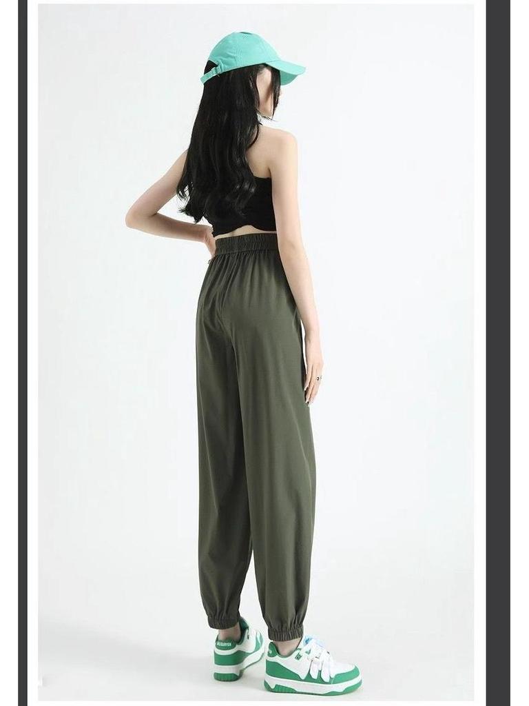 Women's High Waist Quick Dry Cargo Pants - Summer Breathable Harem Style