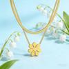 Skyrim Exquisite Aesthetic Daisy Flower Necklace Stainless Steel Seven Petal Flower Double-layer Necklace Romantic Jewelry