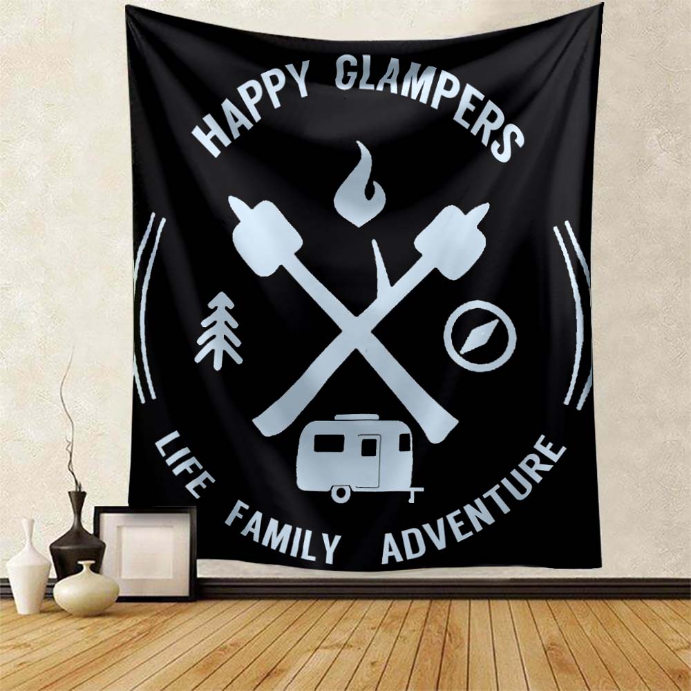 Camping Tapestry Camper Outing Accessories Fun Kids Room Club Man Cave Home Bedroom Wall Decor Backdrop