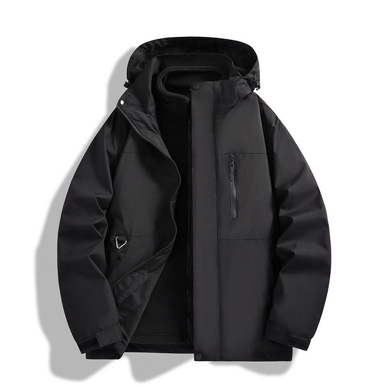 

Популярная куртка Мужская и женская куртка Зимняя уличная Три-в-одном Съемный комплект из двух частей 6XL чёрный