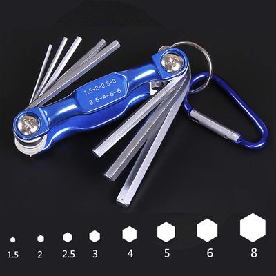 BESTU Hex Key Wrench Ball Knife Set, Folding, Point, L-shaped, Type, 1.5/2/2.5/3/4/5/6/8mm, 8-piece Set, Long, Precision, 8-in-1