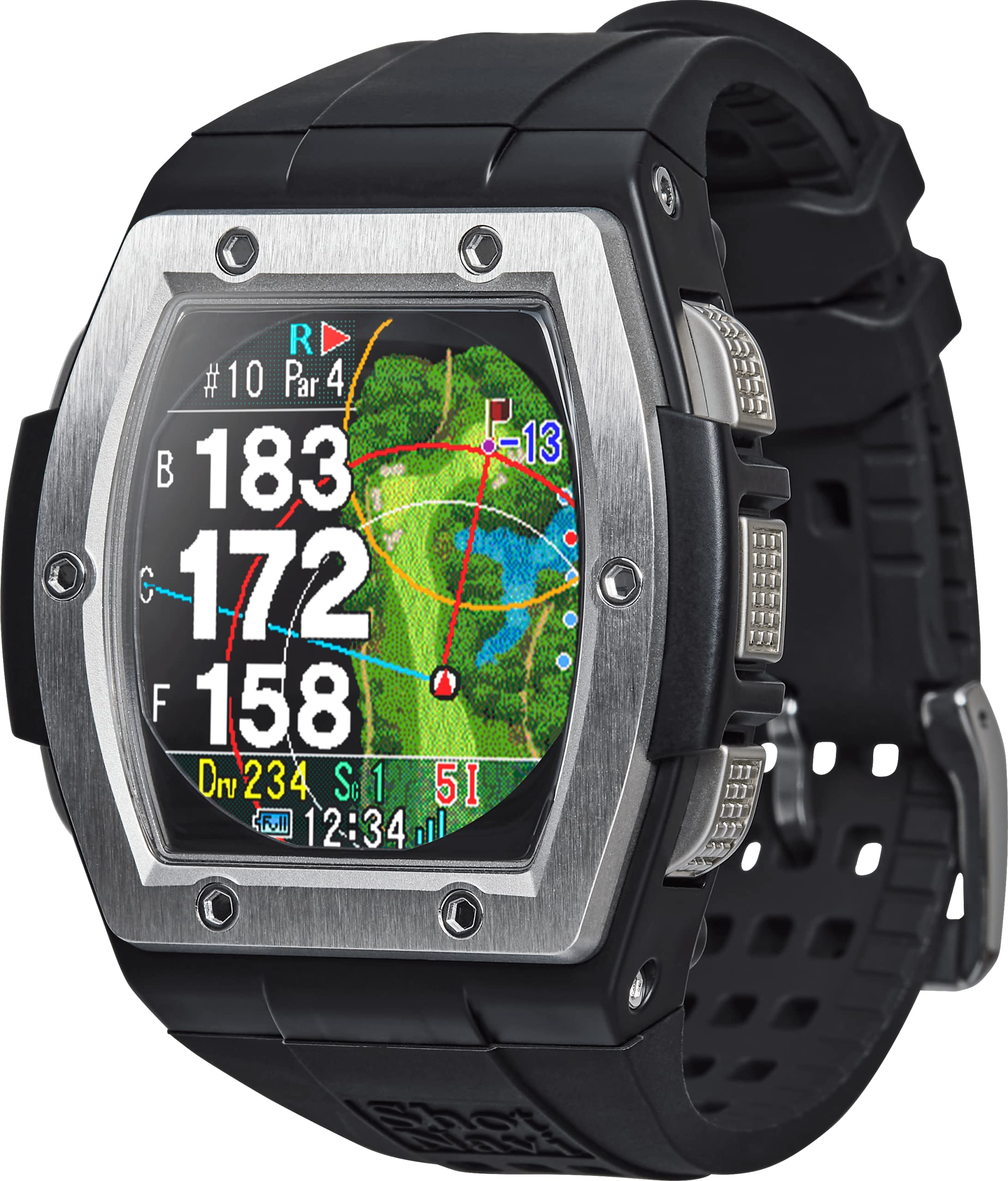 

Shot Navi Crest Black x Silver GPS Golf Navigation Golf Distance Meter Competitive Use OK Height Difference Fairway Navigation Green View Compatible