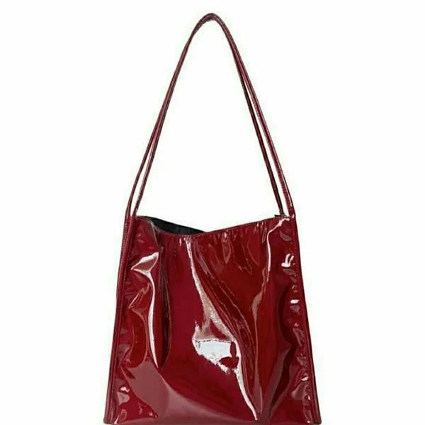 

WTEMPO однотонные роскошные сумки-тоут из лакированной кожи, женская сумка через плечо большой вместимости, продвинутая женская сумка с ручкой сверху, сумка для покупок, сумка без рукава 32*10*30cm красный