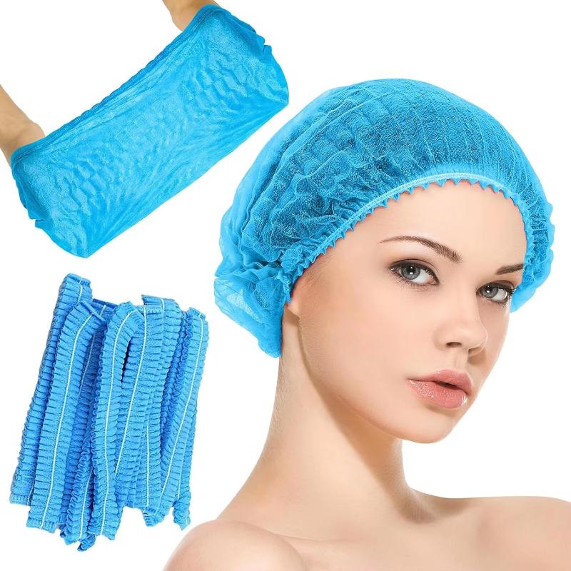 100 Pcs Disposable Non Woven Bouffant Caps Breathable Anti Hair Shedding For Restaurants Cafes Kitchens Food Service Workplaces