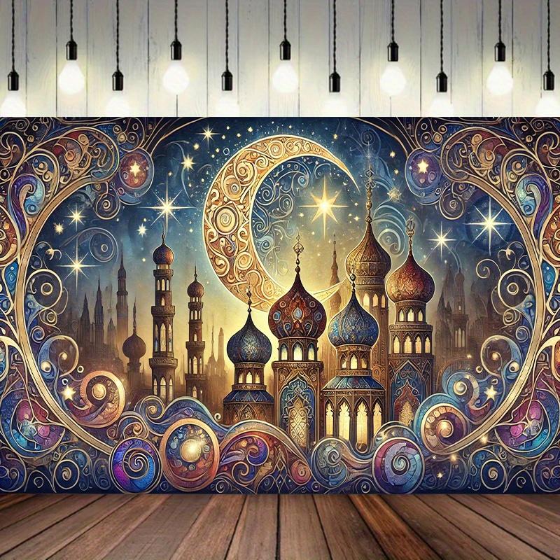 1 Stück, ein elegantes Eid al-Fitr Partybanner in einer Traumstadt, aus Polyester, für den Monat Ramadan und Eid al-Fitr