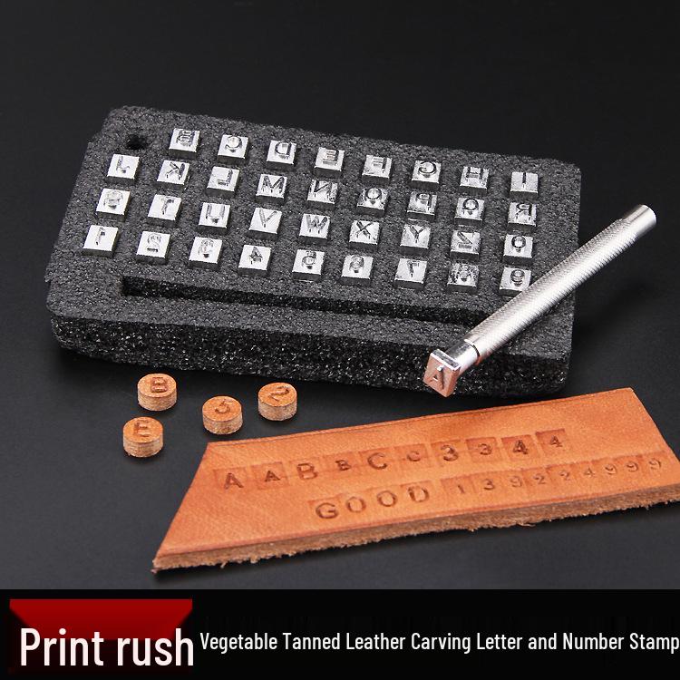 36-Piece Leather Punch & Stamp Tool Set for Letter and Number Carving