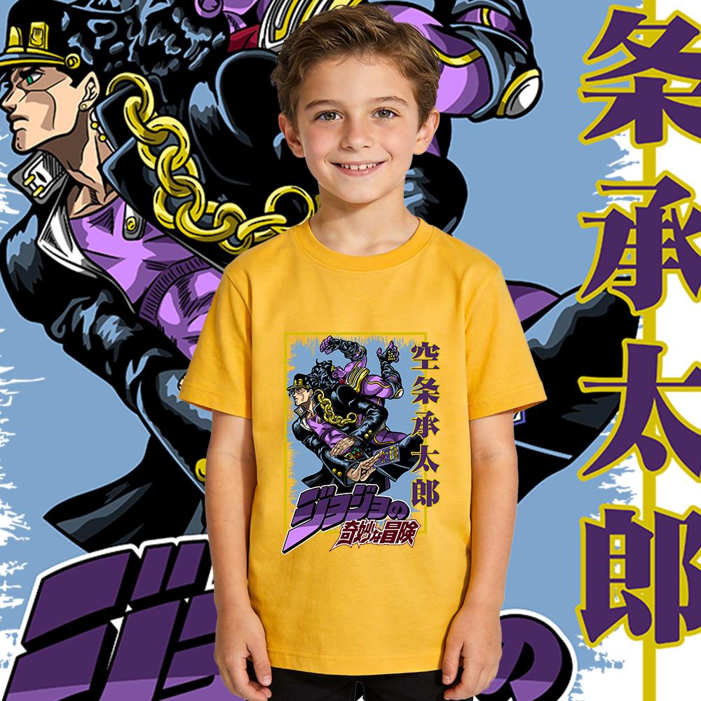 Jojo Jotaro Anime Print Boys Girls Cotton T Shirt Casual Short Sleeve Kids Clothing Soft Breathable Summer Top