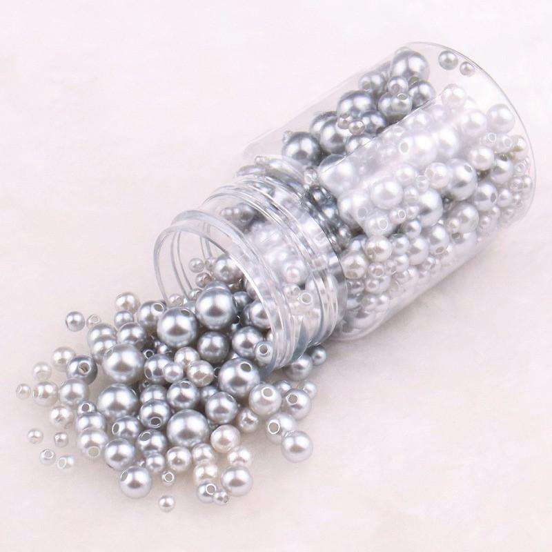 3-10Mm Solid Color Abs Round Perforated Imitation Pearl Handmade Diy Jewelry Beaded Bracelet Earrings Accessories Perforated Beads