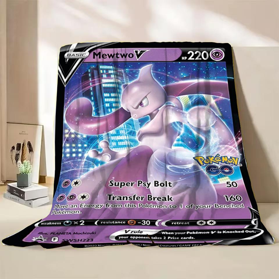 Pokémon Kaart Karakter Cartoon Flanellen Plaid Deken voor Slaapkamer Bed Bank Lunchpauze Picknick Reisdekens Kinderen Zachte Cadeaus