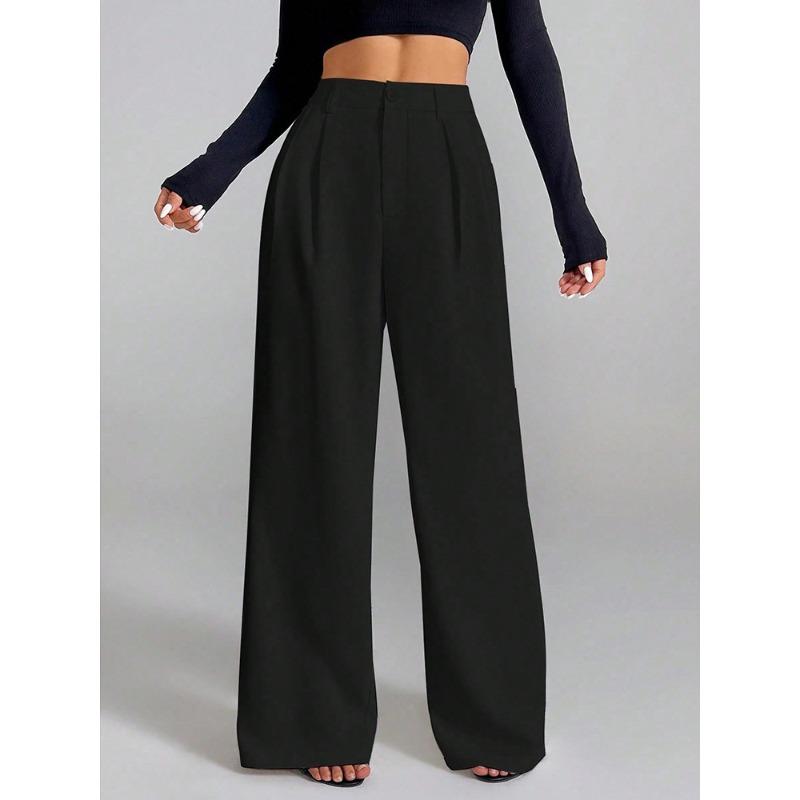 Ladies Drape High Waist Wide Legs Versatile Casual Loose Trousers