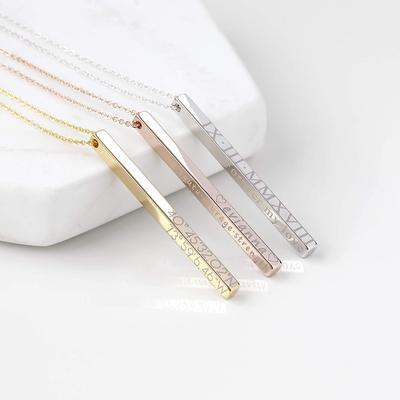 Personalized Pendant Necklace Coordinate Jewelry Christmas Present Gifts Roman Numeral Graduation Women Pendant Necklace Engraved NecklacesTrendy