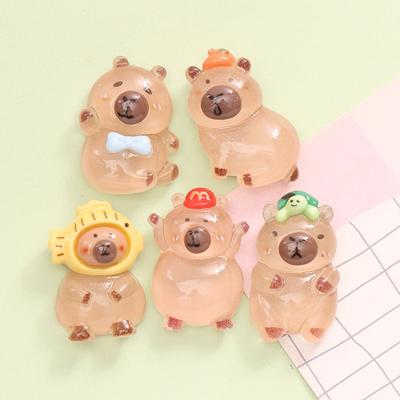 10ks Kawaii Cartoon Capybara Resin Charms Bright Flatback Zvířecí náušnice Přívěsek na klíče Přívěsek na výrobu šperků