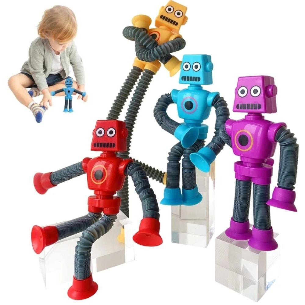 

Tube Toddlers Spring Robot Pop Tubes Toy Fidget Toys Telescopic Suction Cup Montessori Sensory Toy Purple-With Light