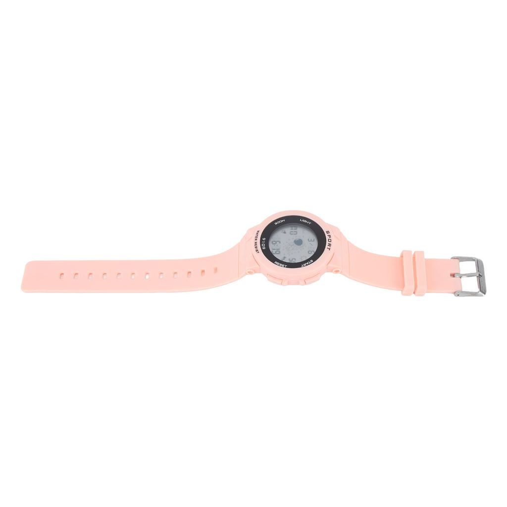 Kids Watch Waterproof Fashionable Luminous Alarm Multifunctional Electronic Watch for Outdoor Sports Light Pink