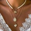 European and American personalized soft pottery necklace fashion coconut tree starfish flower pendant long necklace stacked collarbone chain