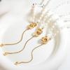 Popular Light Luxury Freshwater Pearl Collarbone Chain Small Waist Titanium Steel Necklace Female Roman Gypsy Double Ring Pendant Neck Chain