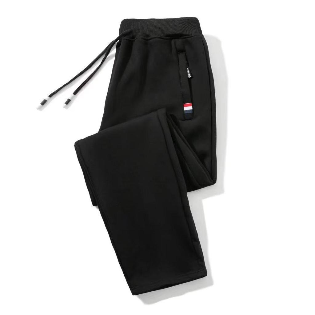 2024 Velvet Thickened Men's Loose Casual Zipper Sweatpants for Autumn and Winter