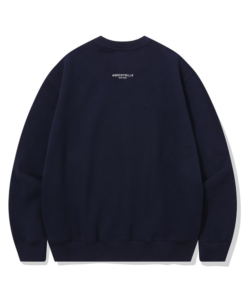 BEENTRILL Essential Hashtag Logo Fleece-Lined Sweatshirt (Navy)