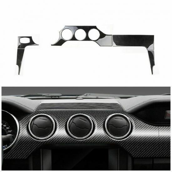 For Ford Mustang 2015-19 Carbon Fiber style Car Dashboard Center Panel Sticker