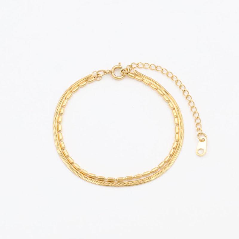 Temperament Niche Metal Does Not Fade Girls Girlfriends Gift Double Chain Snake Bone Chain Titanium Steel Bracelet