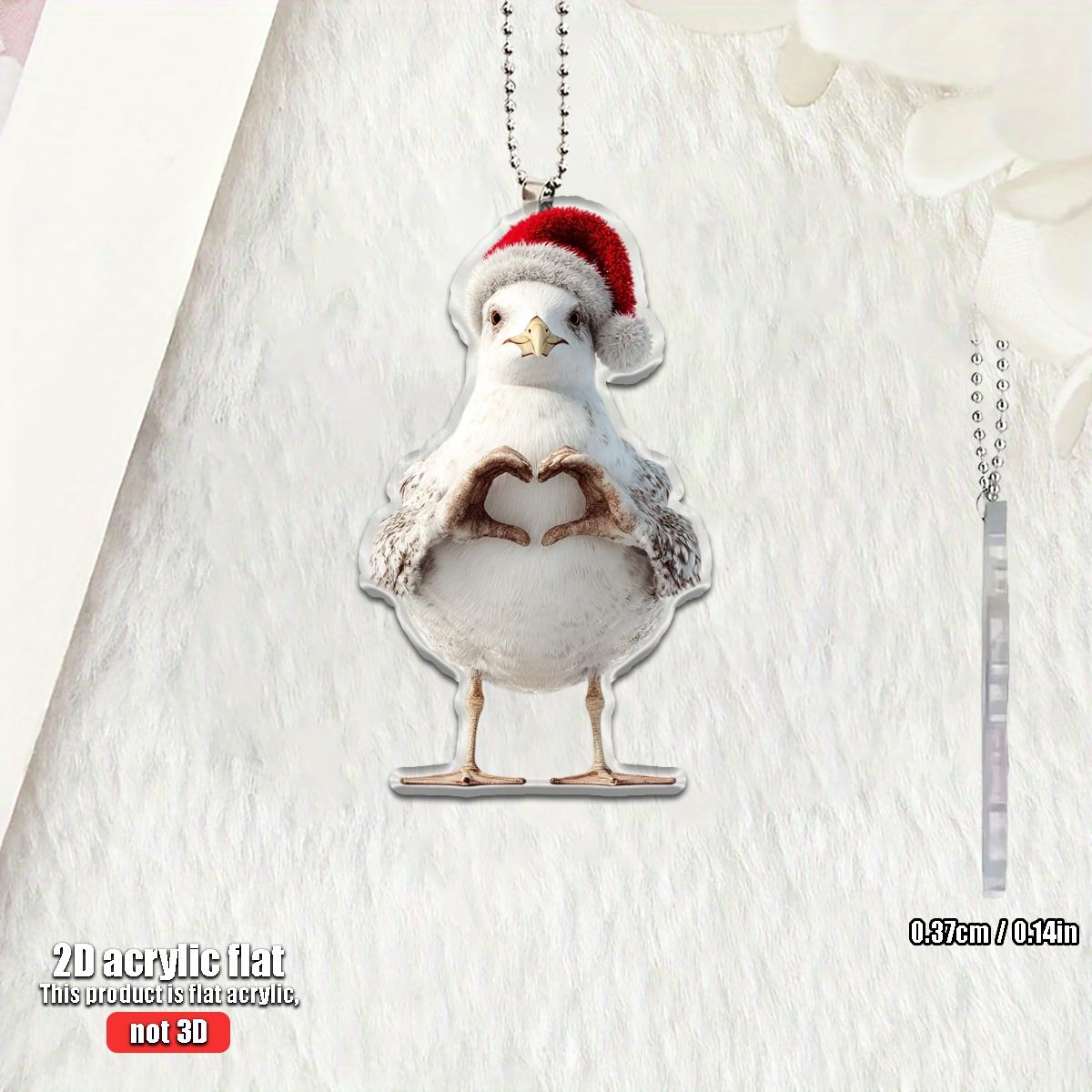 

1/4 2D Christmas Hat Seagull Heart Comparison Suitable for Car Home Festival Decoration Christmas Tree Pendant Christmas Gift
