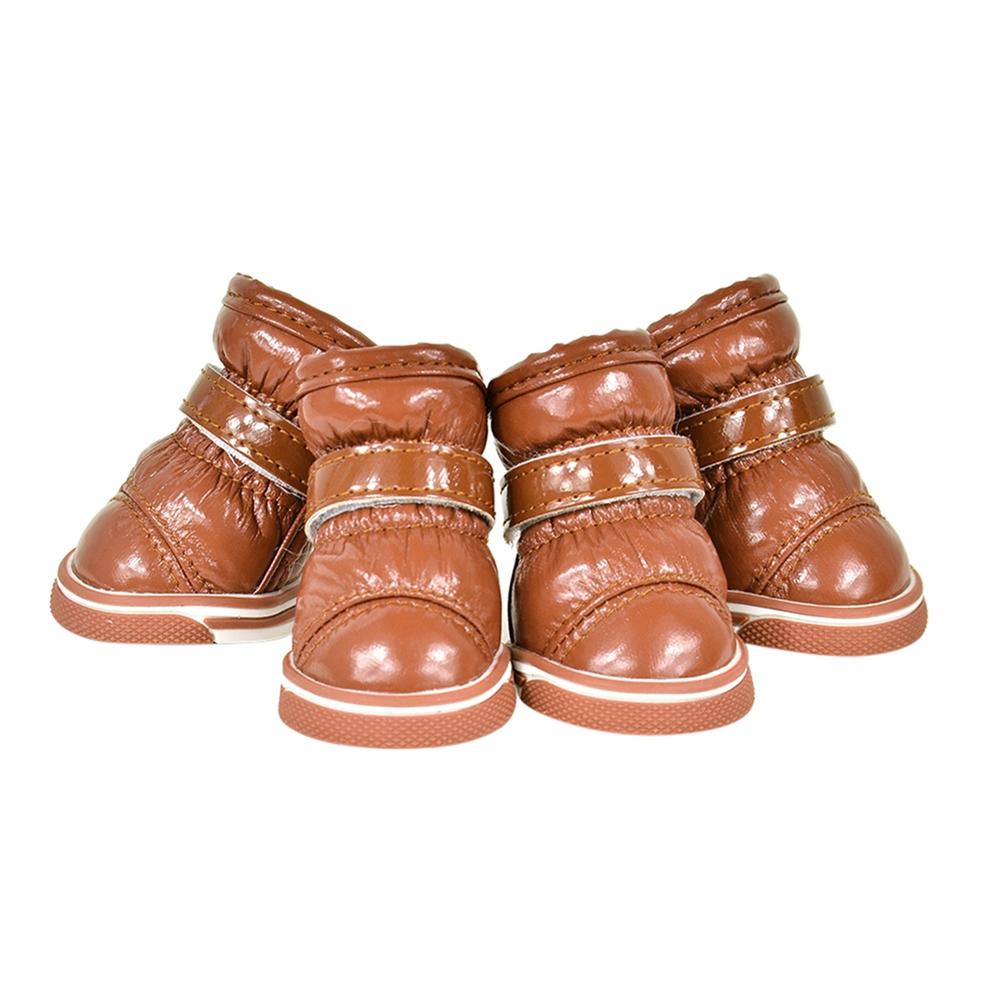 Warm Dog Snow Boots Waterproof Anti-Slip Dog Shoes Small Dog Puppy Cat Winter Fleece Lined Boots Slip-resistant Pet Shoes 4pcs