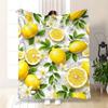 Färsk Citronfrukt Blommig Tryck Flanellpläd Ljusgul Citrusblommönster Mjuk Plyschfilt för Soffa Säng Soffa
