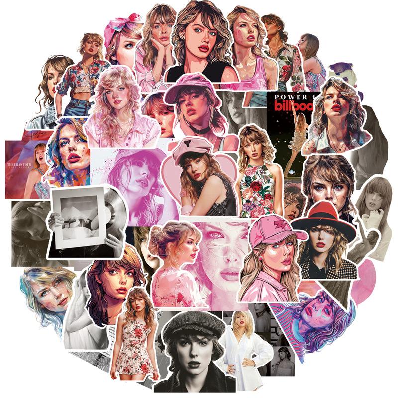 50 Aufkleber von Taylor Swift, der Sängerin, Gitarre und Wasserbecher personalisierte Aufkleber