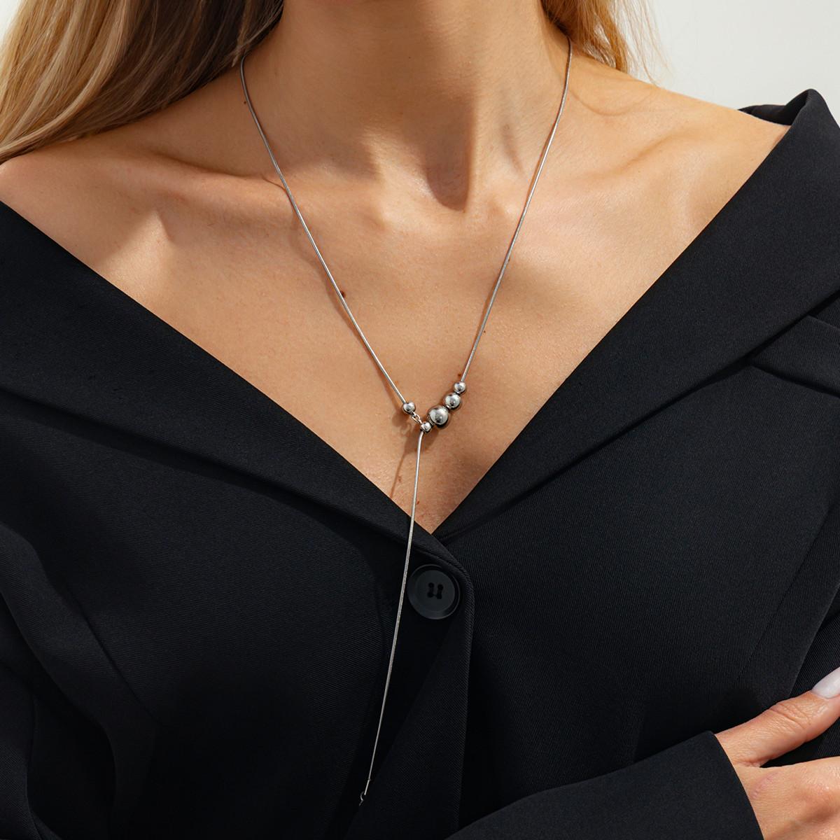 

Ingemark Minimalism Silver Color Pendant Choker Necklace for Women Trendy Titanium Steel Geometry Thin Chain New Party Jewelry