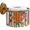 Toilet Roll Holder,Toilet Paper Holder Wall Mounted Vintage Brass Roll Tissue Wire Basket Dispenser Tissue Paper Roll Holder for Bathroom Storage,
