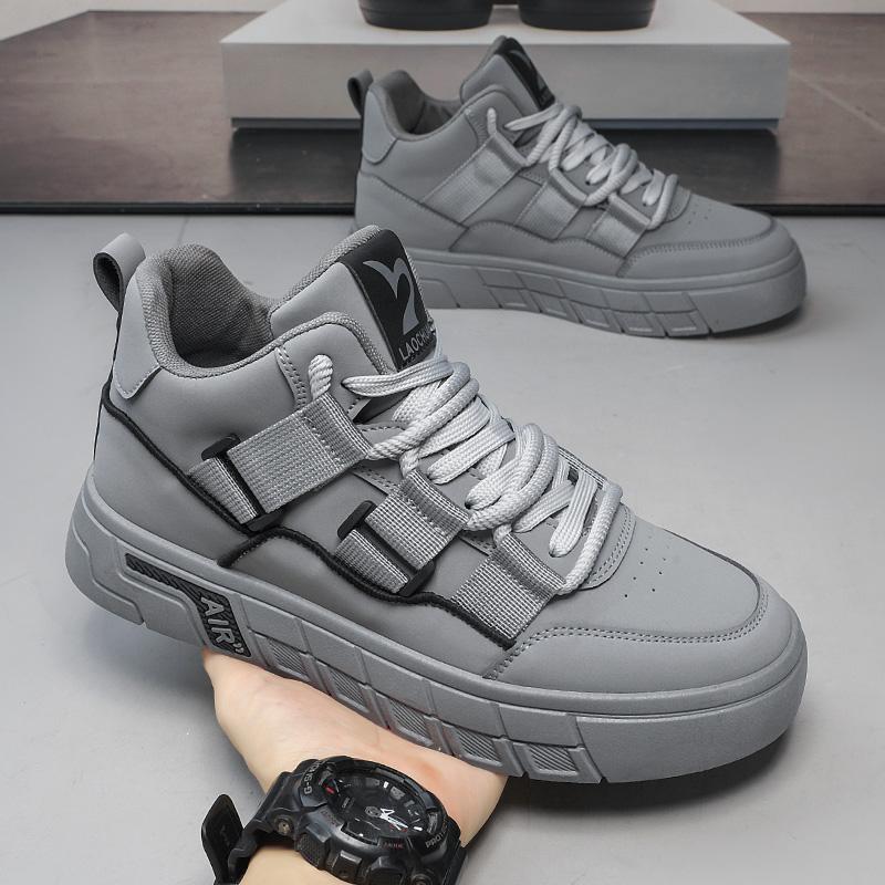 

Однотонні чоловічі повсякденні туфлі 2024 Осінь Осінь Нові Високі Шкіряні Кросівки Чоловіча Мода Протиковзка Робочий Одяг Легке Взуття 7 39 сірий колір