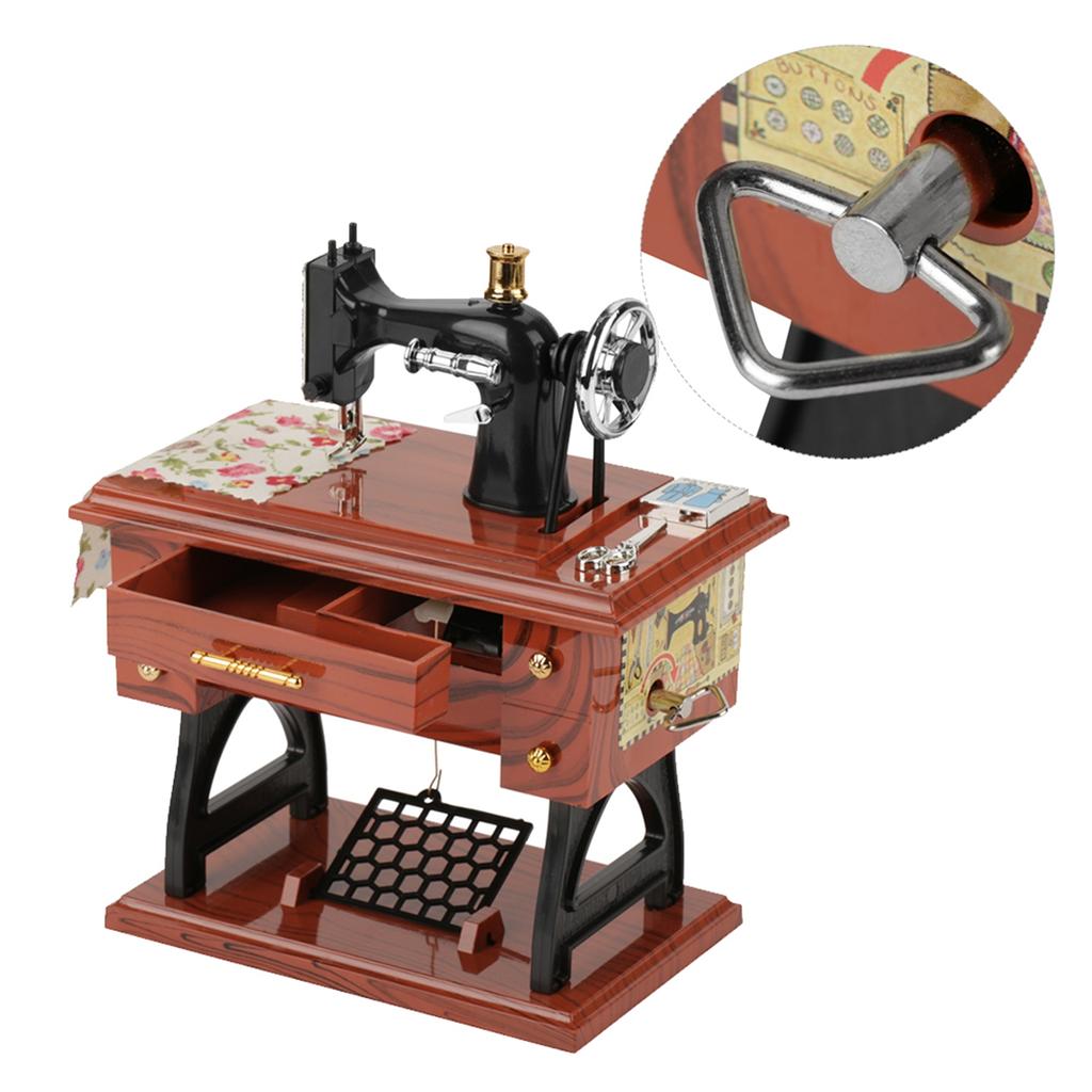 Mini Vintage Creative Retro Sewing Clockwork Music Box Gift Table Decoration